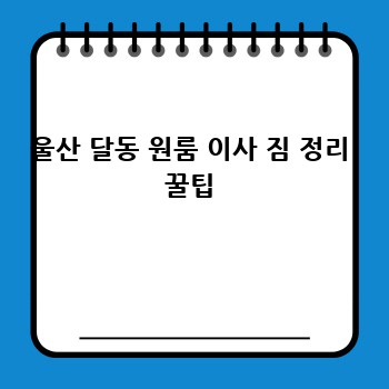 울산 달동 원룸 이사 짐 정리 꿀팁
