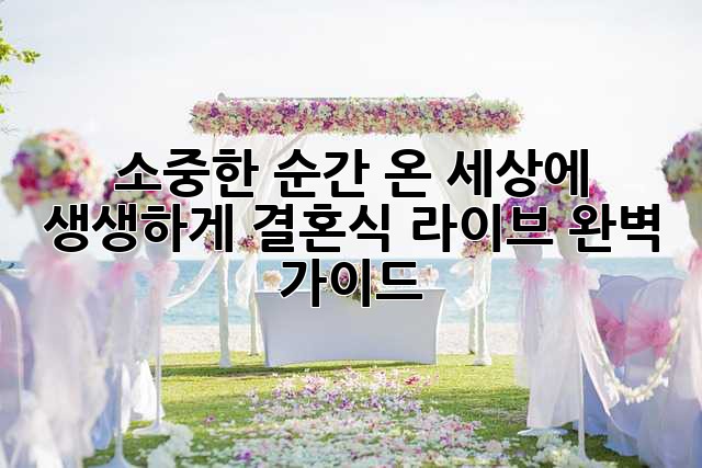 소중한 순간, 온 세상에 생생하게! 결혼식 라이브 완벽 가이드