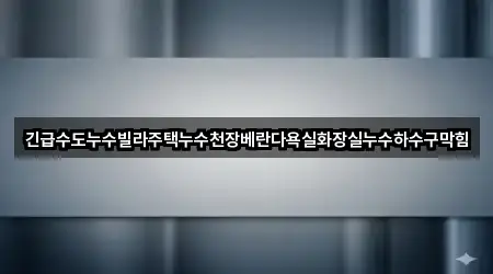 긴급수도누수빌라주택누수천장베란다욕실화장실누수하수구막힘